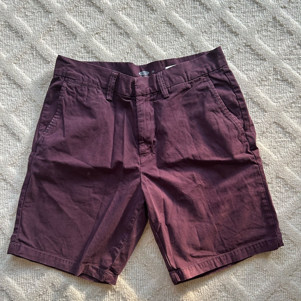 Old Navy Burgundy Flat Front Shorts Classic Style